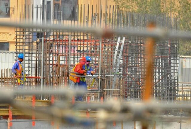 Construction site at dusk